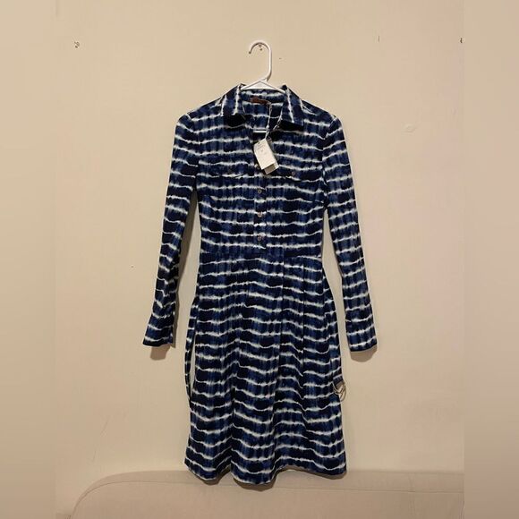 Tory Burch Tie Dye Shirt Dress in Blue Cotton - Picture 6 of 16